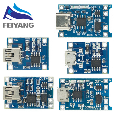 100 pièces Micro USB 5V 1A 18650 TP4056 chargeur de batterie au Lithium Module de charge avec Protection double fonctions 1A Li-ion ► Photo 1/6