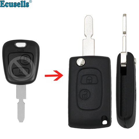 Coque de clé télécommande à 2 boutons pour Peugeot 406, étui de télécommande à rabat modifié ► Photo 1/6