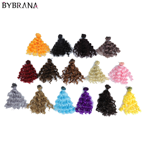 Bybrana BJD bricolage perruques 15cm * 100cm noir or marron couleur argent cheveux courts bouclés pour 1/3 1/4 1/6 poupées ► Photo 1/6