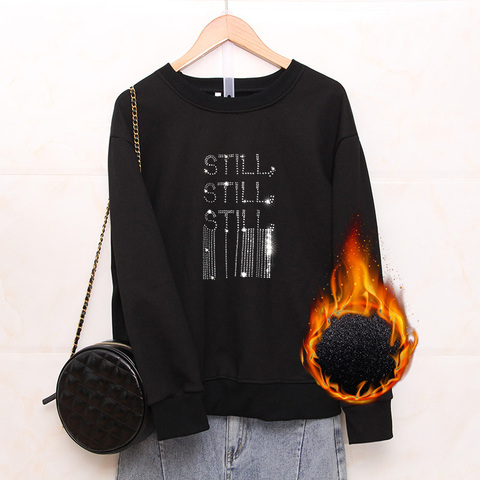 Sweat à col rond femmes 2022 nouvel hiver polaire épaississement version coréenne lâche grande taille 6XL chemisier chaud diamant thermique pull ► Photo 1/6