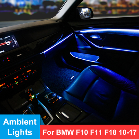 LED lumières ambiantes pour BMW F10/F18 5 série 2012-2022 panneau de porte intérieure garnitures décoratives lampe atmosphère lumière Kit de mise à niveau ► Photo 1/6