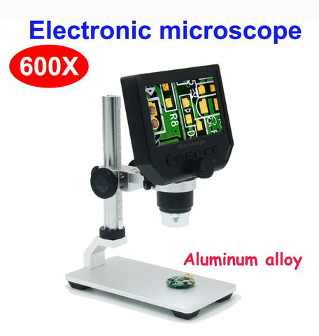 Microscope électronique numérique 600X, vidéo, 4.3 pouces, HD, LCD, pour soudage, réparation de téléphones, loupe + support ► Photo 1/6