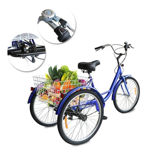 Tricycle à 7 vitesses pour adulte, 24/26 pouces, à pédales, pour personnes âgées, livraison de fret, Shopping ► Photo 1/6