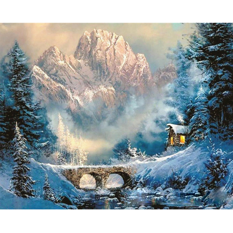 Peinture par numéros vallée hiver encadré 40x50 pour dessin sur toile avec coloriage par numéro peinture Landscpae décoration de la maison Art ► Photo 1/6