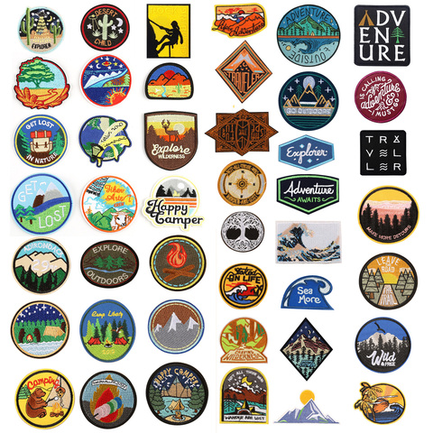 Voyage d'aventure randonnée Camping Patch campeur explorer largeur se perdre dans la Nature forêt Applique fer coudre sur Patch Badge ► Photo 1/6