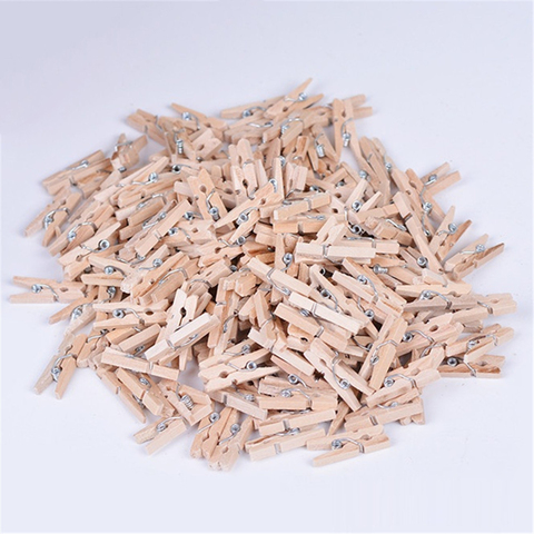 10/50pcs très petite Mine taille 25mm Mini pinces en bois naturel pour pinces à linge pinces à linge artisanat décoration pinces ► Photo 1/4