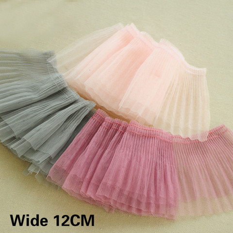 Tissu en Tulle à Double couche, 12CM de large, en dentelle plissée, poignets ruban d'habillage bordures, robe pour vêtements, accessoires de couture DIY ► Photo 1/5