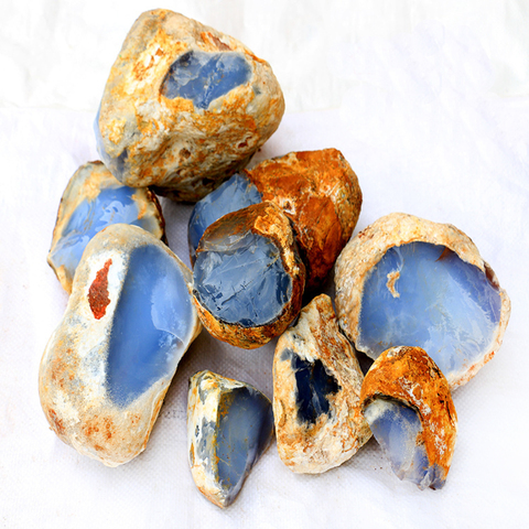 Spécimen minéral en vrac de calcédoine, bleu brut naturel, Agate épaisse Quartz pierre minerai énergie cristal, décoration de la maison ► Photo 1/6