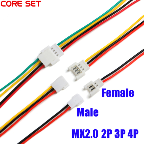 5 pièces MX2.0 2.0mm câble connecteur MX Plug mâle & femelle 3.7v batterie câble de charge 15CM antenne d'accueil 2P 3P 4P ► Photo 1/6