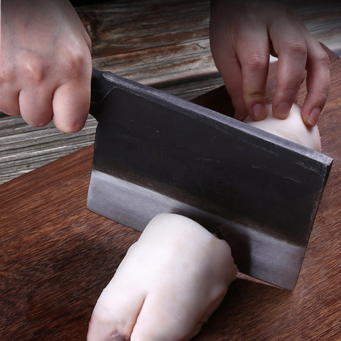 Santoku couteau chinois forgé à la main, professionnel 6 pouces forgé à la main en acier au carbone couperet à viande couteaux de cuisine ► Photo 1/6