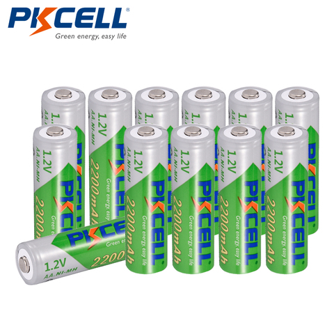 PKCELL – 12 Batteries NiMH rechargeables AA, 1.2V, 2200mAh, faible décharge automatique, durables, 2A, pour jouets et appareils photo ► Photo 1/6