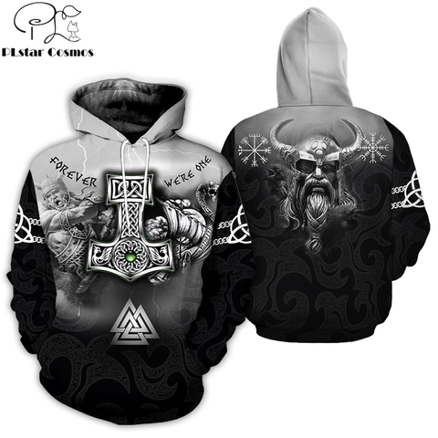 PLstar Cosmos – sweat à capuche pour hommes, imprimé en 3D, tatouage Viking, Odin, vêtements unisexes décontractés, streetwear, nouvelle mode, 2022 ► Photo 1/3