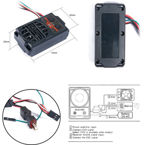 Moteur son simulateur 5 Styles son Mode 72x42x25mm RC voiture moteur son pour 1/10 RC modèle voiture chenille camion sur route ► Photo 1/6