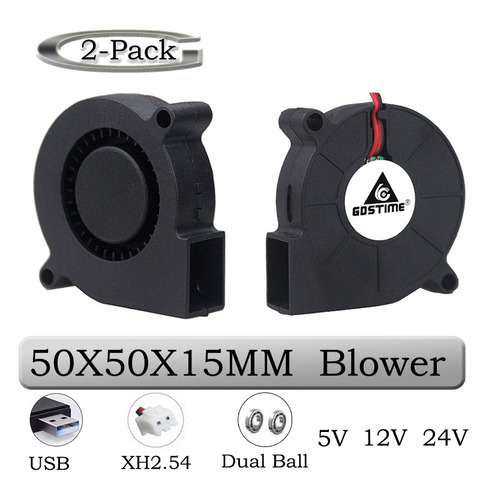 Gdstime-radiateur refroidisseur à double roulement à billes, imprimante 3D, ventilateur de refroidissement cc, 5/12/24V, 5015, 50x50x15mm, longueur 50x15mm ► Photo 1/6