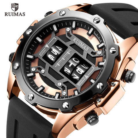 Rumias-montre à Quartz numérique pour hommes, marque supérieure de luxe, bracelet étanche, en Silicone, militaire, 553 ► Photo 1/6