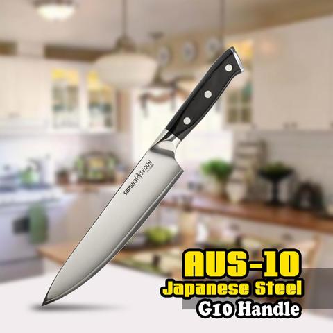 Couteau de Chef TUO couverts-3 couches AUS-10 couteau de cuisine japonais à haute teneur en carbone avec poignée ergonomique G10 noire ► Photo 1/6