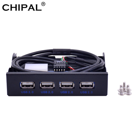 CHIPAL 4 Ports USB 2.0 Hub USB2.0 adaptateur PC panneau avant support d'extension avec câble 10Pin pour bureau 3.5 pouces FDD baie de disquette ► Photo 1/6