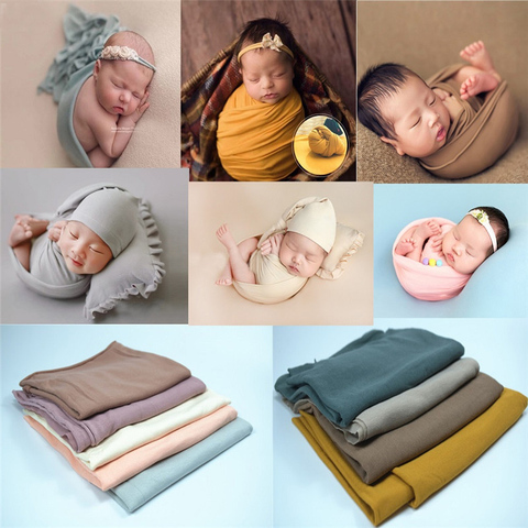 Couverture enveloppante pour bébé, accessoires de photographie, enveloppes de coton extensibles, arrière-plan de prise de vue Photo ► Photo 1/6