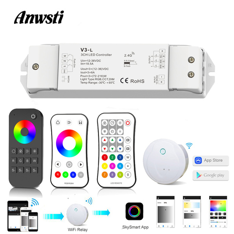 Contrôleur Wifi intelligent sans fil pour bande LED RGB 12V 24V 36V DC RF 2.4G, télécommande intelligente pour bande RGB CCT monochrome ► Photo 1/6