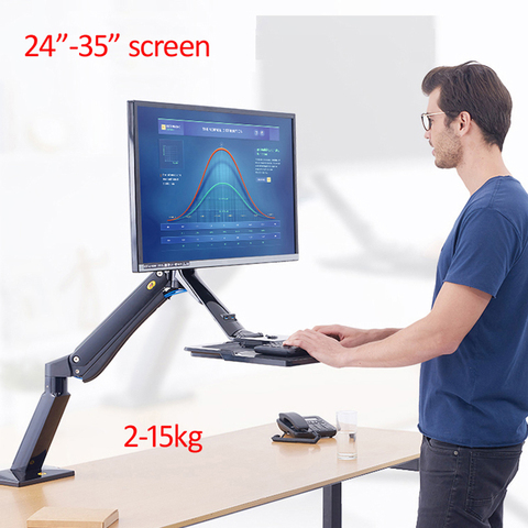 NB nouveau F180 27 pouces air presse gaz contrefiche double écran lcd tv support double usb bras montage 360 rotation plein mouvement support de bureau ► Photo 1/6