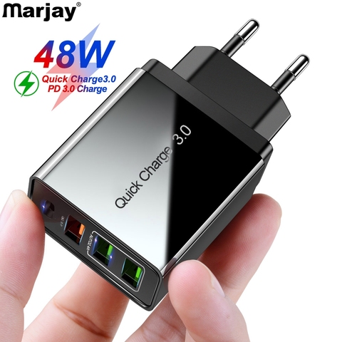 Chargeur rapide Marjay 48W 4.0 3.0 USB chargeur rapide ue US PD 3.0 chargeur de téléphone portable pour iphone Samsung Xiaomi Huawei ► Photo 1/6
