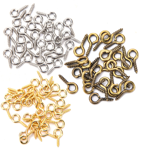 100 pièces 8mm/10mm Mini oeil épingles Eyepins crochets oeillets vis fileté métal bijoux pendentif fermoirs bijoux à bricoler soi-même faisant des accessoires ► Photo 1/6