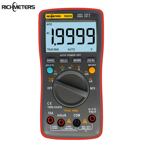 RM303 True-RMS 19999 compte multimètre numérique NCV fréquence 200M résistance mise hors tension automatique ca tension cc ampèremètre courant Ohm ► Photo 1/6