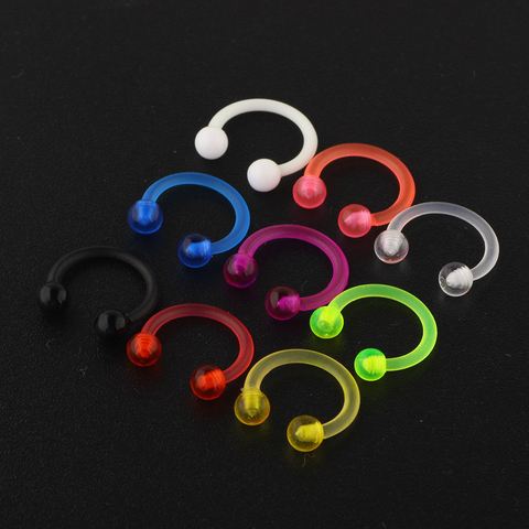 JUNLOWPY Flexible 16 jauge 5/16 pouces circulaire Barbell nez cerceau anneaux boucles d'oreilles Piercing lèvre Septum goujon 3mm acrylique boule 1/9 pièces ► Photo 1/6