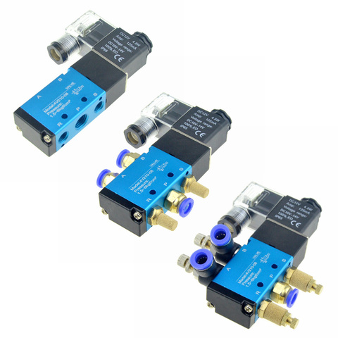 Électrovanne électrique pneumatique 5 voies 2 positions 12V 24V 220V 6mm 8mm 10mm pour connecter le tuyau pour contrôler la vanne magnétique Air-gaz ► Photo 1/6