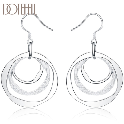 DOTEFFIL 925 en argent Sterling trois cercle goutte boucle d'oreille pour les femmes dame de mariage fiançailles fête bijoux de mode ► Photo 1/6