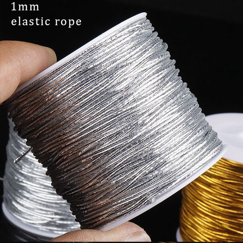 Corde élastique dorée et argent, 5M/10M, corde ronde de 1mm pour la fabrication du fil bijoux à bricoler soi-même, couture de vêtements, artisanat fait à la main ► Photo 1/6