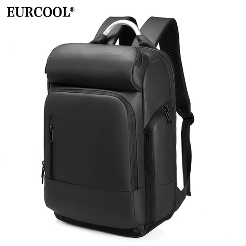 EURCOOL – sac à dos pour hommes d'affaires, noir, pour ordinateur portable 15.6 pouces, avec chargeur USB, fonctionnel, étanche, pour voyage, n1877 ► Photo 1/6