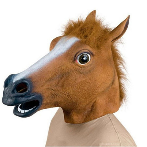 Masque de tête de cheval d'halloween, en Latex, Animal effrayant, Costume de théâtre, farces, décoration de fête d'halloween ► Photo 1/5