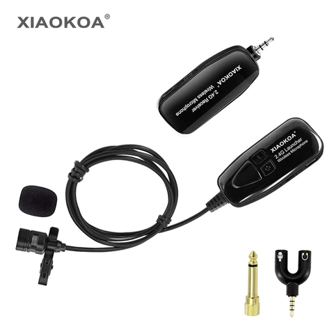 XIAOKOA – Microphone Lavalier sans fil, système de Microphone sans fil 2.4G avec microphones à revers Lavalier, émetteur et émetteur pour convertisseur ► Photo 1/6