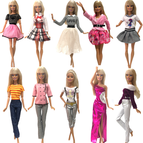 NK-robe pour poupée Barbie, tenue multicolore quotidienne, chemise tenue décontractée, jupe en Denim à grille, porter des vêtements mignons pour poupée Barbie, accessoires JJ ► Photo 1/6