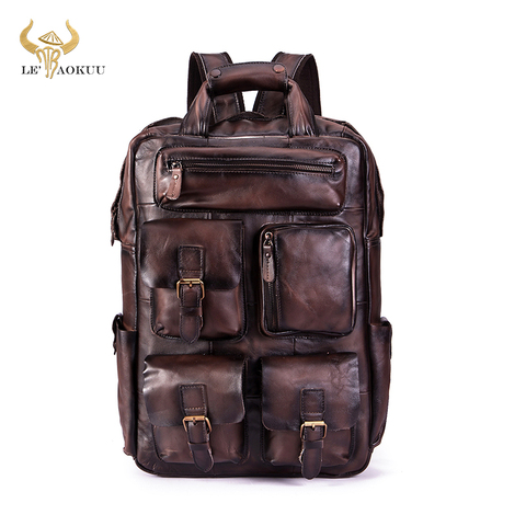 Sac à dos de jour en cuir pour homme, sacoche de voyage, style collégien, Design masculin, robuste, pour ordinateur portable, 1170-dc ► Photo 1/6