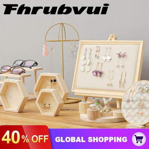 Boucles d'oreilles en bois massif porte-bijoux stockage Bracelet collier support présentoir Shoot affichage accessoires ensemble broderie hangar ► Photo 1/6