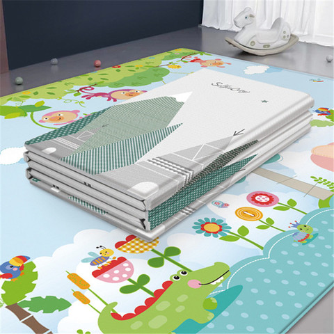 Tapis de jeu à double face pliable en mousse douce pour bébé, étanche de décor de chambre, jouet puzzle grand à ramper pour enfant, ► Photo 1/6