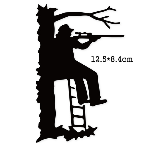 Hunter sit tree – matrices de découpe en métal, pochoir artisanal pour bricolage, papier Scrapbooking/cartes photo, matrice de gaufrage, 2022 ► Photo 1/1