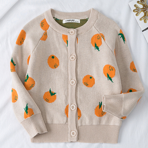 Cardigan à manches longues pour enfants, joli manteau en tricot, imprimé de fruits, pull pour bébés filles et garçons, automne ► Photo 1/6