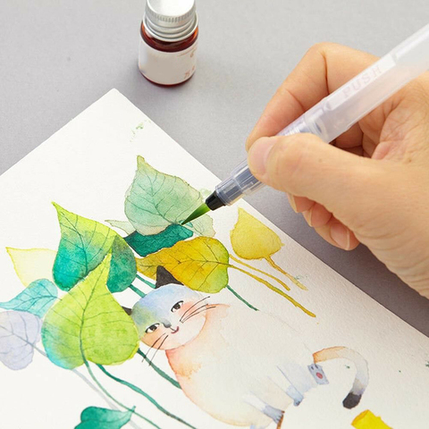 3 pièces/ensemble pinceau de couleur à l'eau Kit de stylos marqueurs rechargeables pinceau aquarelle pour peinture dessin fournitures d'art stylos à pointe de feutre ► Photo 1/6
