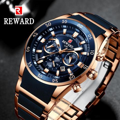 Reward Top marque sport de luxe chronographe montre à Quartz 2022 nouvelle mode hommes montres avec acier inoxydable et bracelet en Silicone ► Photo 1/6