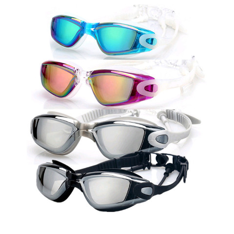 Lunettes de bain étanches par galvanoplastie UV, Anti-brouillard, 1 paire, réglables, lunettes de natation pour la plongée pour adultes ► Photo 1/6