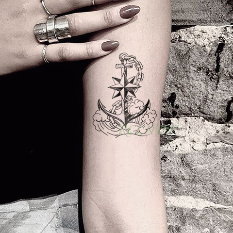 Autocollant de Tatouage temporaire imperméable ancre de Pirate Marine faux Tatto Flash Tatouage Tatouage poignet pied main bras pour fille femmes hommes ► Photo 1/6