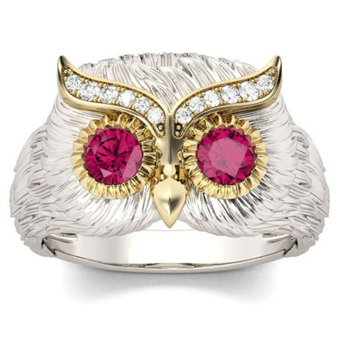 Bague de couleur argent hibou, nouveau Design Unique, en cristal, pour femmes et hommes, bijoux classiques, accessoires, meilleur cadeau ► Photo 1/6