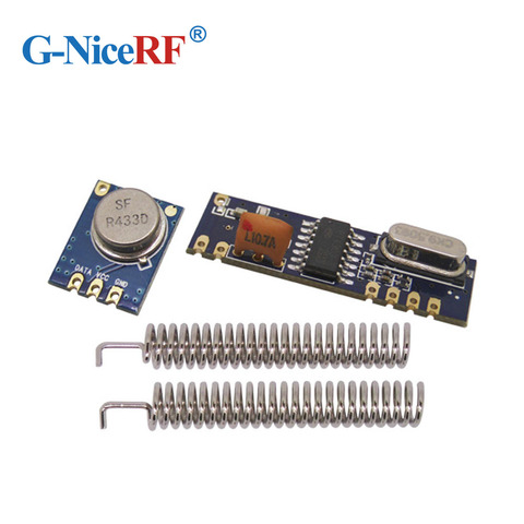 Kit de modules ASK RF 433MHz (émetteur RF STX882 + récepteur RF SRX882)+ 2 antennes à ressort nickelées, livraison gratuite ► Photo 1/6