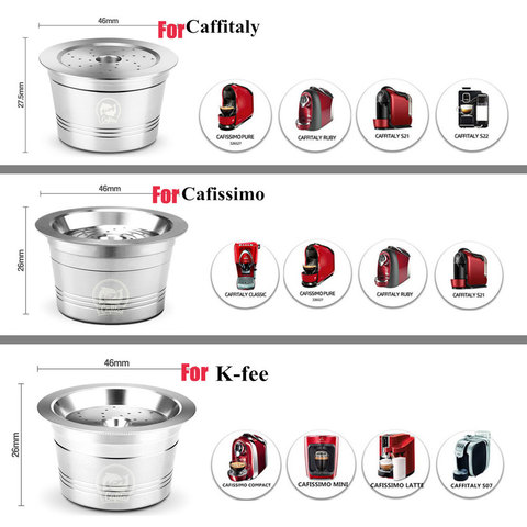 Capsule de crème réutilisable Compatible avec Cafissimo k-fee, Tchibo, rechargeable, en acier inoxydable, filtre métallique ► Photo 1/6