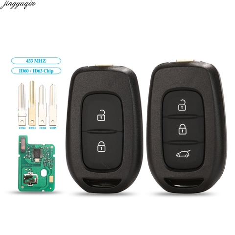 Jingyuqin-clé télécommande à 2/3 boutons, 434MHZ, transpondeur PCF7961M 4A, pour voiture Renault Dacia Logan Sandero Lodgy Dokker Duster 2016 ► Photo 1/5