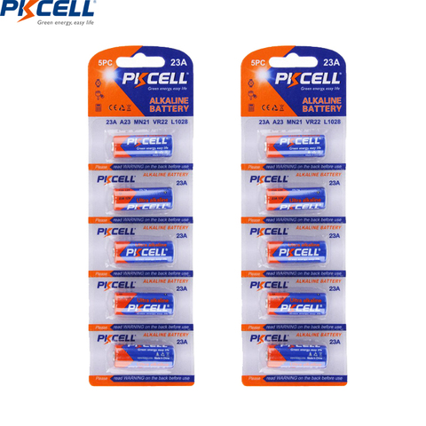 10PC PKCELL 23A 12V batterie sèche pile alcaline 23A E 21/23 A23 23G A MN21 pour sonnette alarme de voiture baladeur voiture télécommande ► Photo 1/5