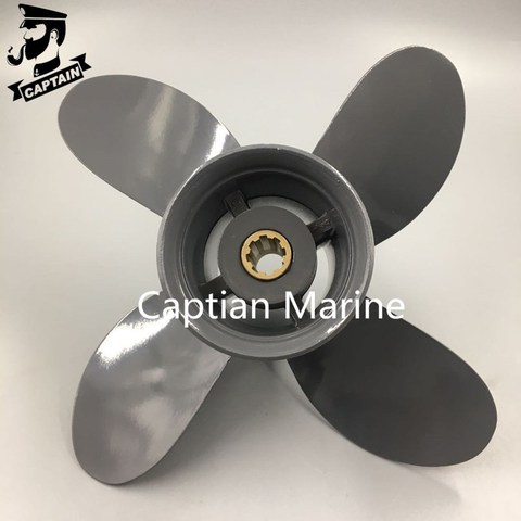 Capitaine hélice 4 lame 9 1/4X10 ajustement Honda et Yamaha hors-bord BF8D/BF9.9D BF9.9/BF15A BF15D/BF20 8 cannelures 58134-ZV4-010AH ► Photo 1/4